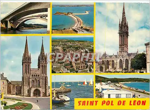 Cartes postales moderne Saint Paul de Leon Couleurs de Bretagne le Pont d'Henvic la Cathedrale la Plage St Anne
