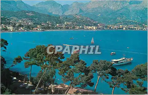 Moderne Karte Carnoles et Menton Vue prise du Cap Martin Bateau