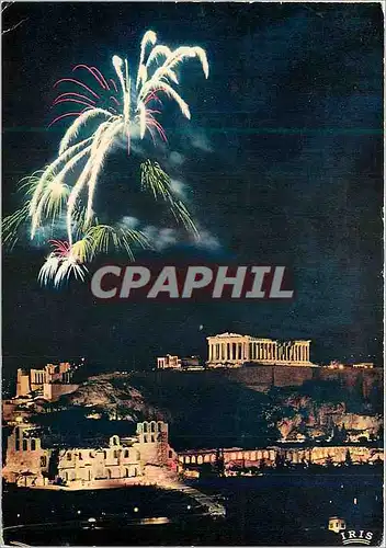 Cartes postales moderne Athenes l'Acropole Illuminee