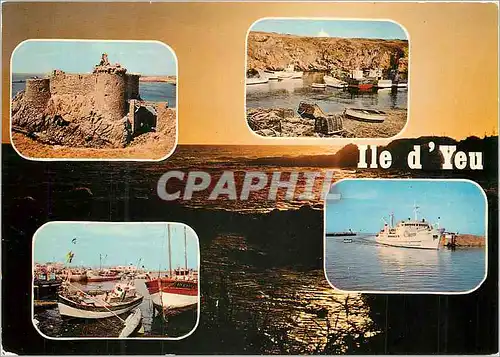 Cartes postales moderne Ile d'Yeu (Vendee) en Illustrations le Vieux Chateau (XIe s) le Port de la Meule et la Chapelle