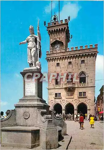 Cartes postales moderne Republica di S Marino Palais des Regents et Statue de la Liberte