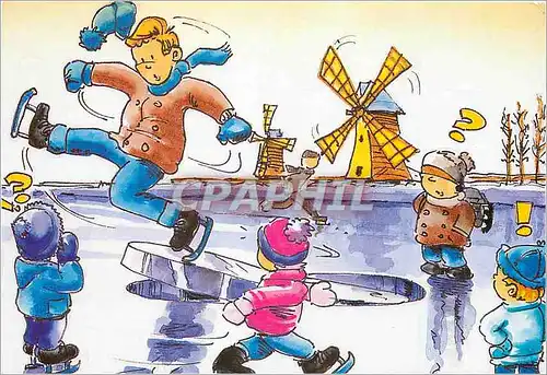 Moderne Karte Collection Sports Loisirs Voyages Moulin a vent Patinoire Patins a glace