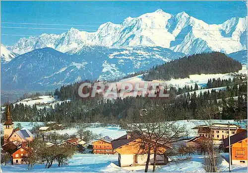 Cartes postales moderne Cordon (Haute Savoie) Altitude 1450m le Village et le Mont Blanc