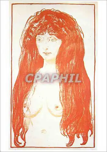 Cartes postales moderne Edvard Munch (1863 1944) Aktfigur med Rodt Har Synden (Litho)