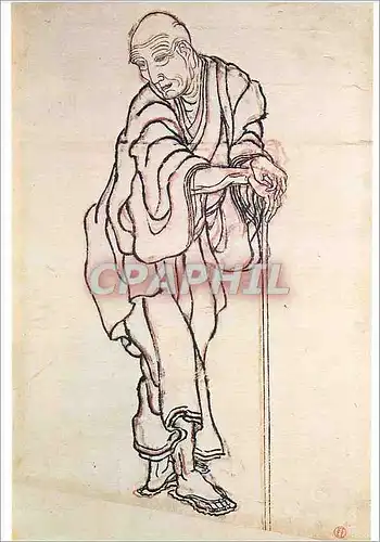 Cartes postales moderne Paris Musee Guimet Autoportrait par Hokusai (1760 1849) Japon Sanguine et Encre sur Papier