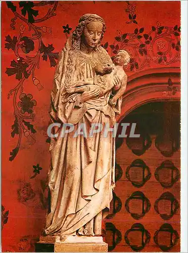 Cartes postales moderne Antwerpen O L Vrouwekathedraal Statue en Marbre de Notre Dame avec l'Enfant (14e s)