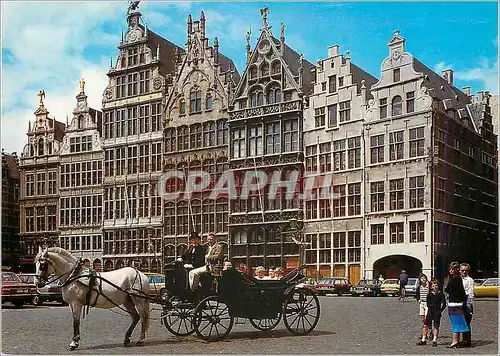 Moderne Karte Antwerpen Anvers Maisons des Corporations Caleche Cheval