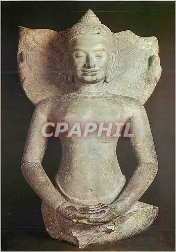 Moderne Karte Paris Musee Guimet Buddha sur le Naga Art Khmer Style du Bayon Gres fin du XIIe siecle