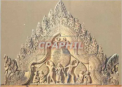 Cartes postales moderne Paris Musee Guimet Fronton Provenant du Temple de Civa a Banteay Srei art Khmer