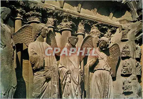 Cartes postales moderne Cathedrale de Reims (XIIIe S) Facade Porche Nord Saint Nicaise entre ses Anges Gardiens dont l'A