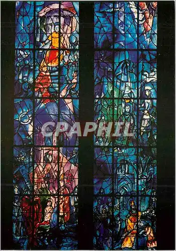 Cartes postales moderne Cathedrale de Reims Vitraux de chagall (1974) Fenetre de droite Bapteme de Clovis