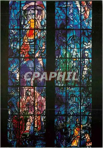 Moderne Karte Cathedrale de Reims Vitraux de chagall (1974) Fenetre de droite Bapteme de Clovis