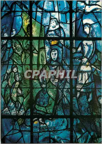 Cartes postales moderne Cathedrale de Reims Vitraux de chagall (1974) Fenetre de droite Sacre Coeur de Charles VII