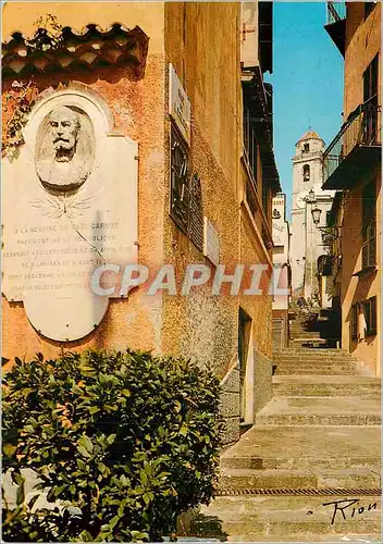Moderne Karte Villefranche sur Mer La Cote d'Azur Inoubliable Vieille rue avec son Eglise du XVIIe S