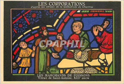 Cartes postales moderne Les Corporations d'apres les Vitraux de la Cathedrale de Chartres Les Marchands de Poissons Vitr
