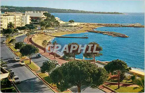 Moderne Karte Cannes La Promenade de la Croisette Dans le fond Le Casino du Palm Beach et l'Ile Sainte Marguer