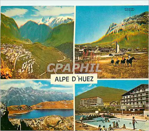 Moderne Karte Alpe d'Huez (Isere) Alt 1860 3350 m Piscine