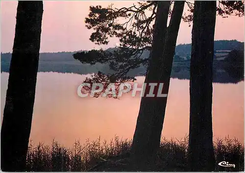 Moderne Karte Foret de Troncais (Allier) Coucher de Soleil sur l'Etang de St Bonnet de Troncais
