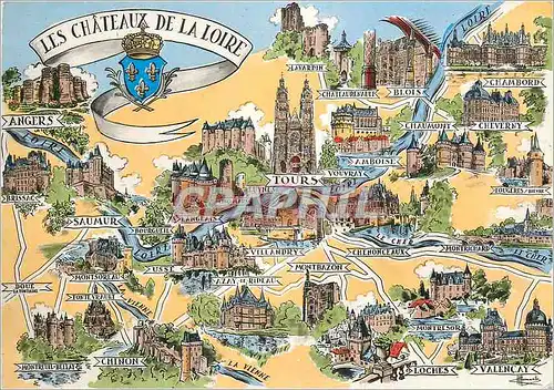 Moderne Karte Les Chateaux de la Loire Les Provinces Francaises