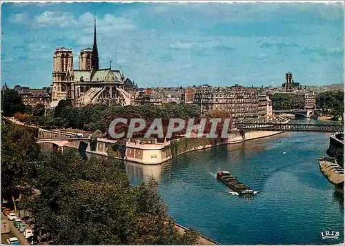 Cartes postales moderne Paris Notre Dame et Jardins de l'Archeveche Bateau Peniche