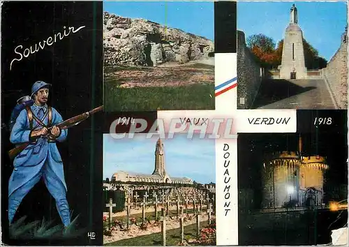 Cartes postales moderne Souvenir de Verdun 1914 1918 Douaumont Fort de Vaux Verdun Monument de la Victoire Ossuaire et C