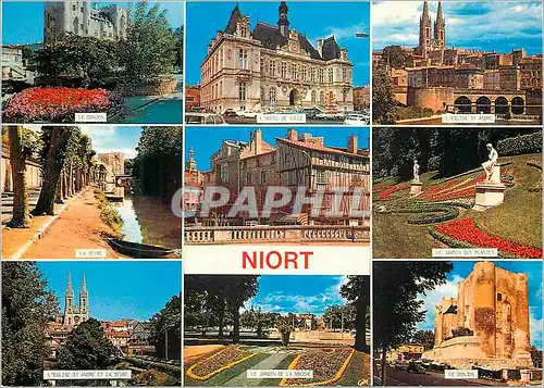 Cartes postales moderne Niort (Deux Sevres) Le donjon L'hotel de ville L'eglise St Andre La Sevre