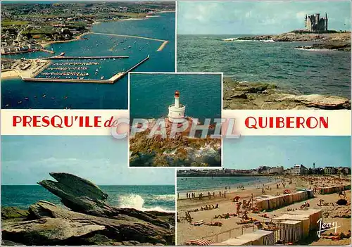 Cartes postales moderne Presqu'ile de Quiberon La Bretagne Port Haliguen Le Chateau Le Rocher dit l'Aigle La Plage au Ce