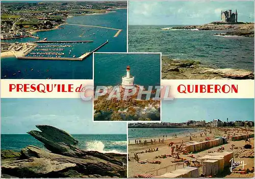 Moderne Karte Presqu'ile de Quiberon La Bretagne Port Haliguen Le Chateau Le Rocher dit l'Aigle La Plage au Ce