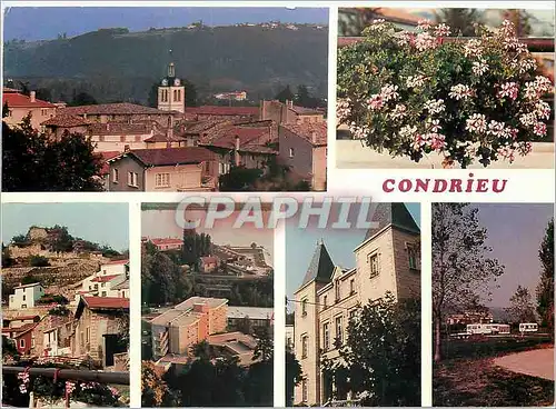 Moderne Karte Condrieu (Rhone) Vue Generale Le Village au Pied des Fortifications La Maison d'Accueil Le Verno