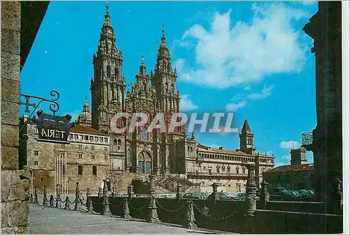 Cartes postales moderne Santiago de Compostela Cathedrale Facade de l'Obradoiro et Galerie exterieure du Cloitre