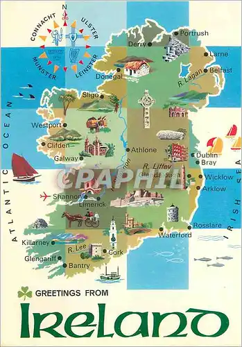 Moderne Karte Ireland an Island is the most Westerly country in Europe and Covers