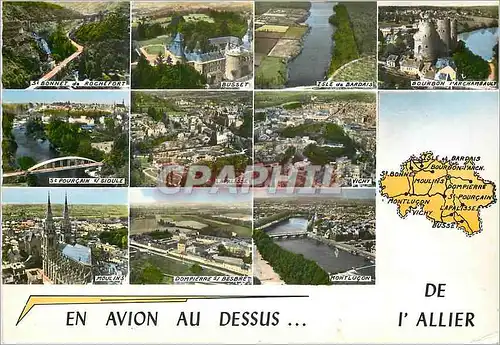 Moderne Karte En Avion au dessus de l'Allier St Bonnet de Rochefort Isle de Bardais Lapalisse