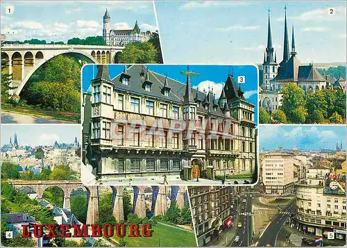 Moderne Karte Luxembourg Pont Aldolphe Cathedrale Palais Grand Ducal Panorama Avenue de la Liberte