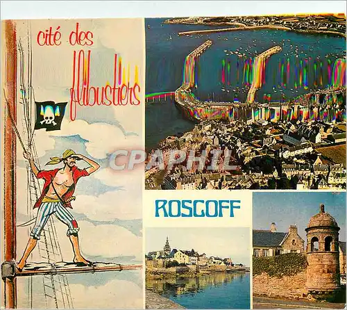 Moderne Karte Roscoff Couleurs de Bretagne Le Port Les Remparts et la tour Marie Stuart Cite des flibustiers