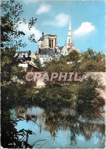 Moderne Karte Guingamp (C du N) La Basilique Notre Dame de Bonsecours vue du Trieux