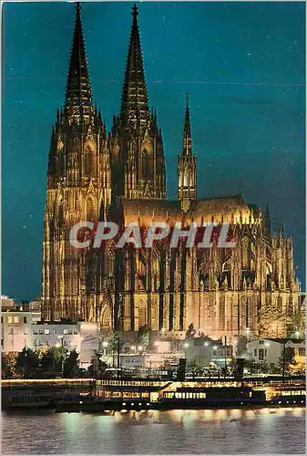 Cartes postales moderne Koln am Rhein Dom in Festbeleuchtung Bateau