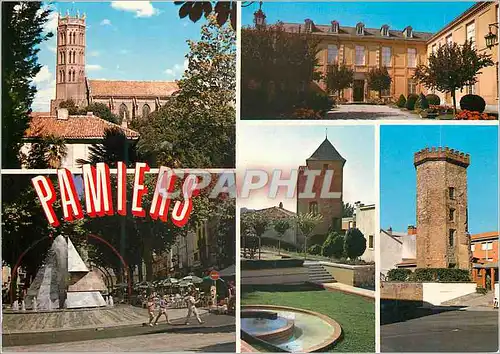 Cartes postales moderne Pamiers la Cathedrale St Antonin (XIVe s) la Mairie la Fontaine la Porte de Nerviau la Tour de l