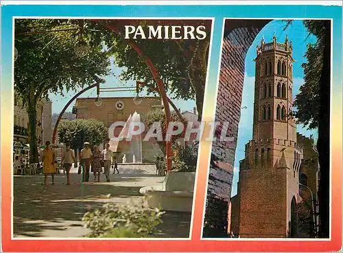Cartes postales moderne Pamiers le Clocher de la Cathedrale St Antonin (XIVe s) la Place de la Republique