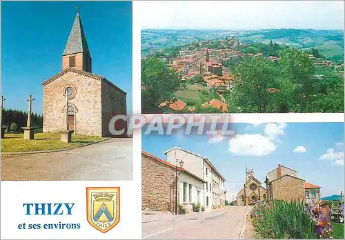 Moderne Karte Thizy (Rhone) la Chapelle du Calvaire la Vue Generale Marnand le Village