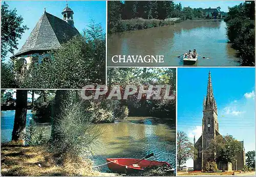 Moderne Karte Chavagne (Ille et Vilaine) la Chapelle Promenade sur le Meu l'Ile des Fontenelles l'Eglise