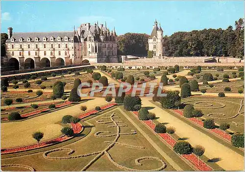 Cartes postales moderne Chateaux de la Loire Chenonceau (I et L) les Jardins de Diane de Poitiers et le Chateau (XVIe s)