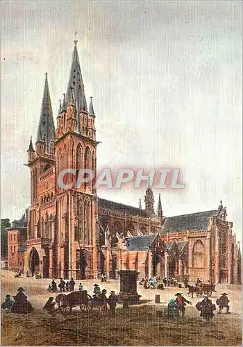 Moderne Karte Saint Pol de Leon la Cathedrale Lithographie Bretagne Ancienne