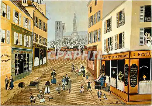 Cartes postales moderne Rodolphe Rousseau la Rue du Haut Pavee Paris Galerie Naifs et Primitifs Rue du Dragon Paris