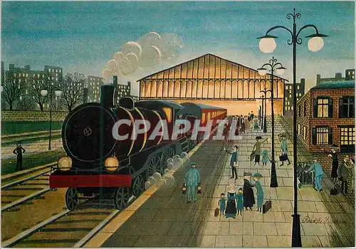Cartes postales moderne Rodolphe Rousseau Train de Nuit Galerie Naifs et Primitifs Rue du Dragon Paris