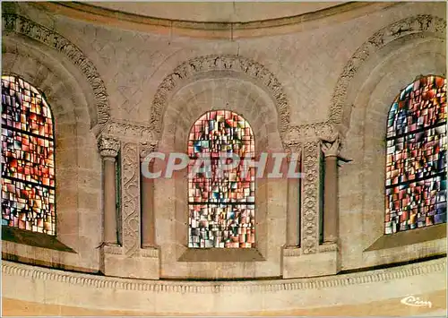 Cartes postales moderne Tournus (S et L) Abbaye St Philibert Vitraux du Deambulatoire Maitre Verrier Brigitte Simon