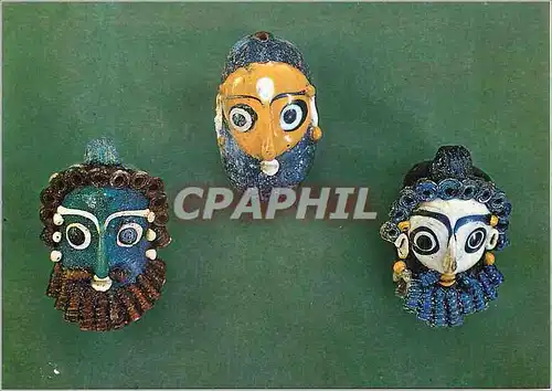 Cartes postales moderne Musee de Carthage Masques Puniques en Pate de Verre Polychrome Exposition de Carthage a Kairouan