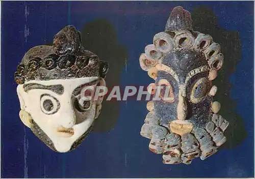 Cartes postales moderne Musee de Bardo Masques Puniques en Pate de Verre Exposition de Carthage a Kairouan Paris 1982 19