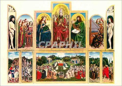 Cartes postales moderne Gent (Gand) St Bavon Jan Van Eyck (1420 1432) Das Lamm Gottes (Center Altar)
