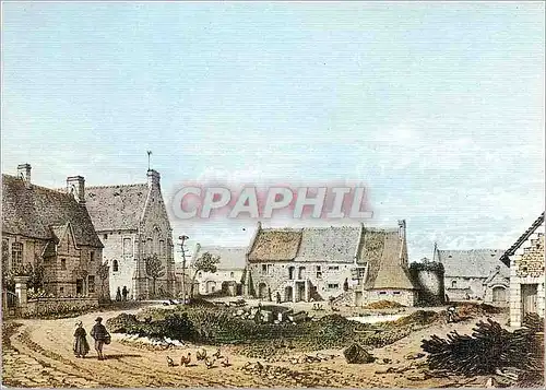 Moderne Karte Longues sur Mer Cour de l'Ancienne Abbaye de Longues (XIIe S) d'apres Litho de Maugendre