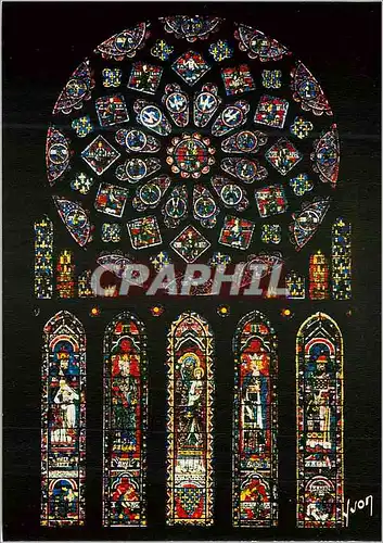 Cartes postales moderne Cathedrale de Chartres Crypte (Eure et Loir) Couleurs et Lumiere de France Rose Nord (XIIIe Siec